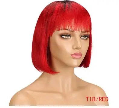 Wholesale Straight Bob Wig Brazilian Remy Hair Human Hair Wigs for Women Ombre Color Full Machine Made Wig With Bang NovaCart