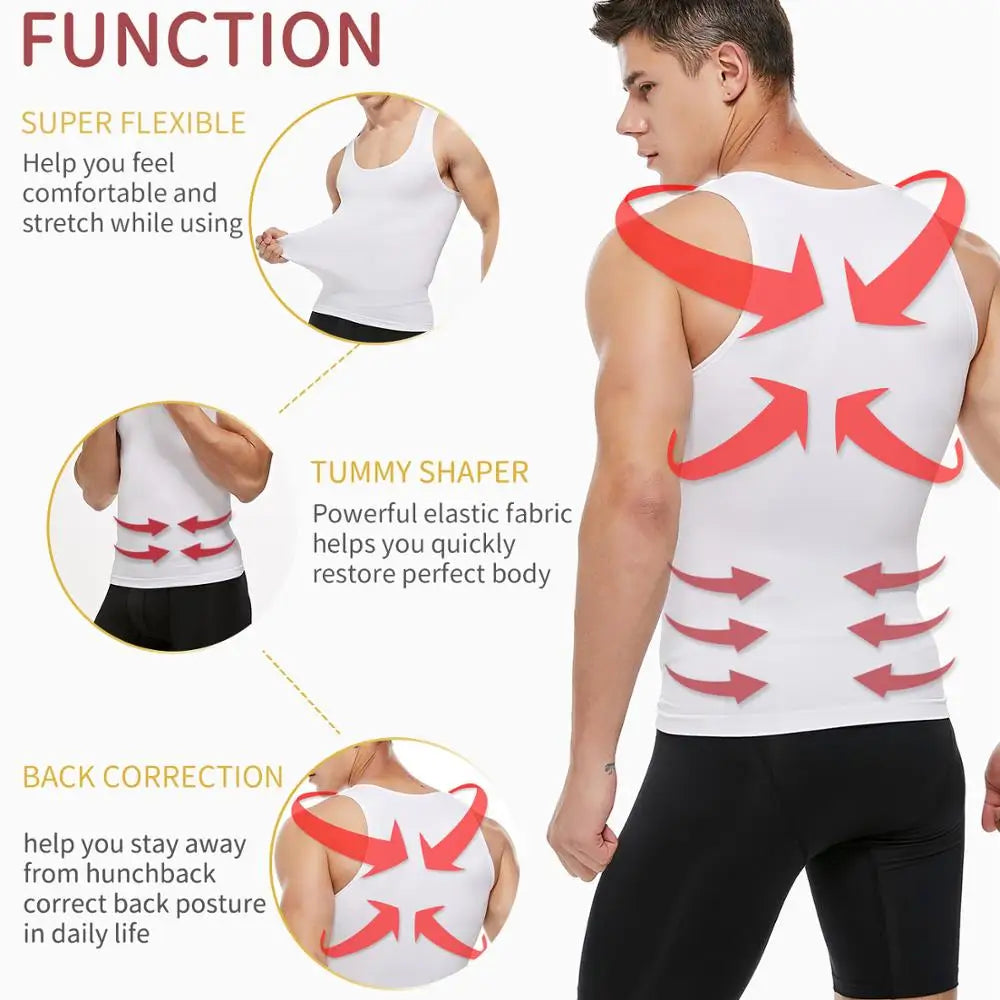 Mens Slimming Body Shaper Chest Compression Shirts Tummy Control Shapewear Gynecomastia Abdomen Slim Vest Waist Trainer Corset NovaCart