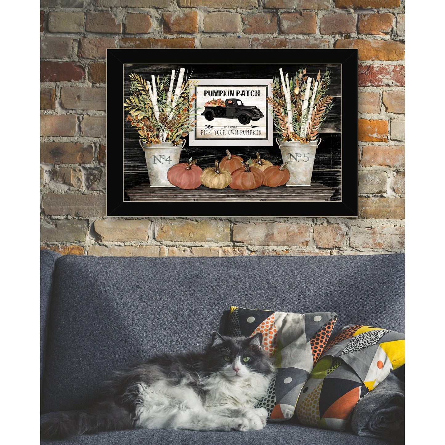 HMS Black Framed Print Wall Art Pumpkin Patch Still Life Wall Accents NovaCart