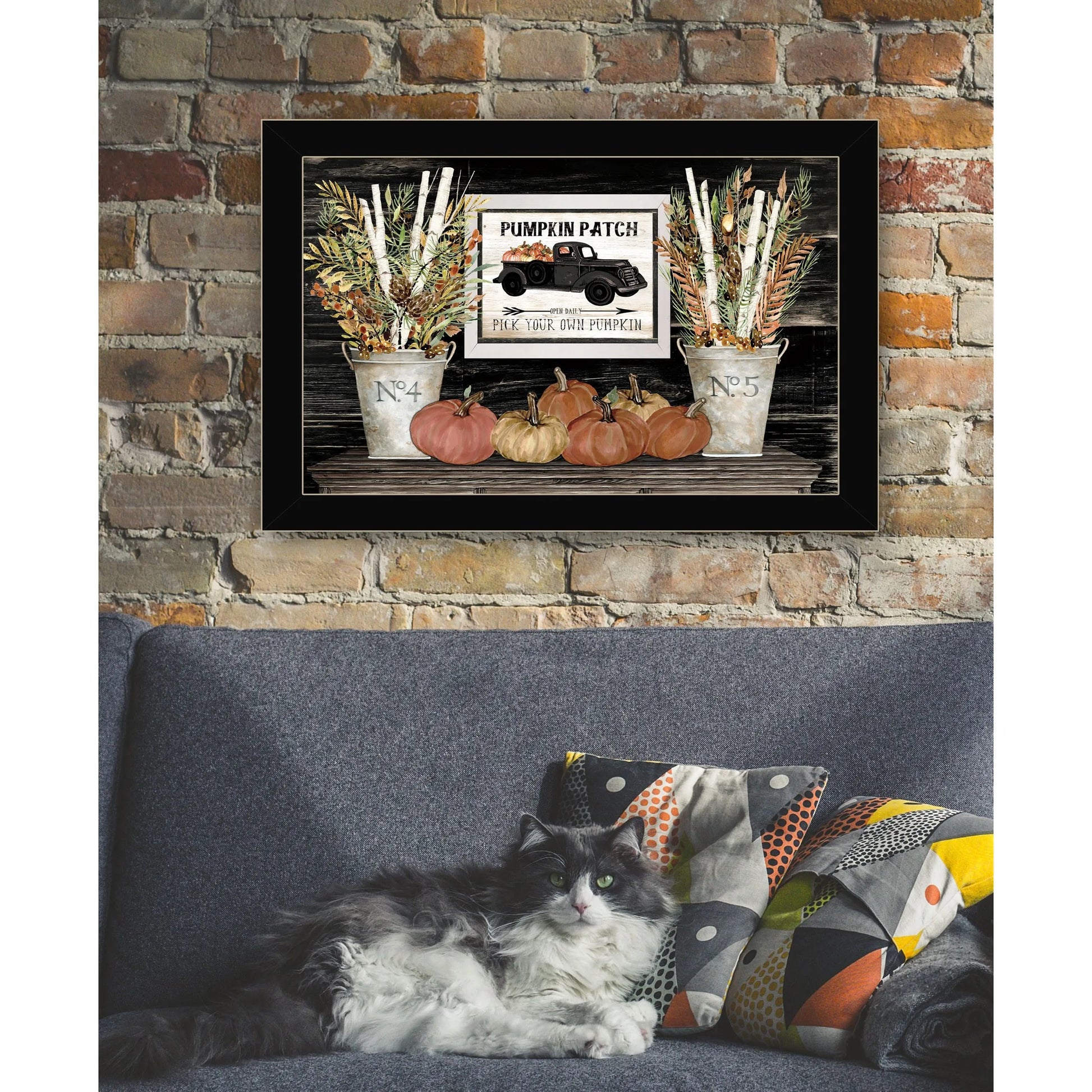 HMS Black Framed Print Wall Art Pumpkin Patch Still Life Wall Accents NovaCart