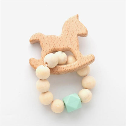 Modern Baby Silicone Wooden  Nursing Bracelets Wood Teether Silicone Beads Teething Wood Rattles Toys for Baby Stevvex