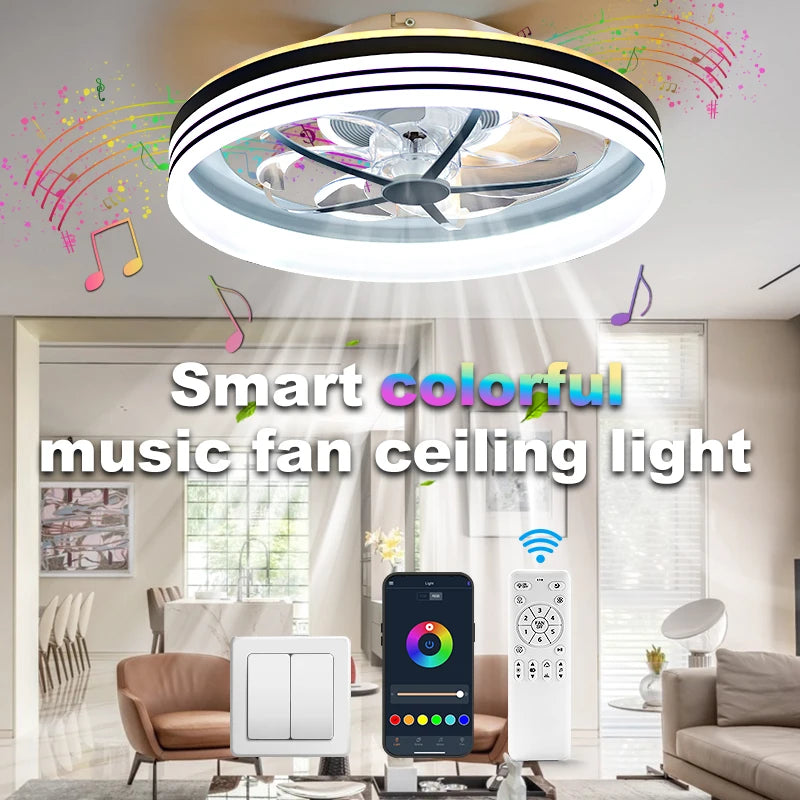 20 Inches RGBCW Lights 7 Wind Speeds Reversible Smart Living Ceiling Fan With Remote Control for Bedroom Living Room Dining Room NovaCart