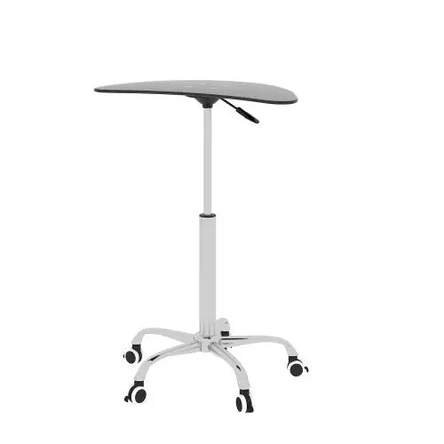 Adjustable Height Black Tempered Glass Office Desk 24.2"-32.7" Range with Lockable Wheels Made in China NovaCart