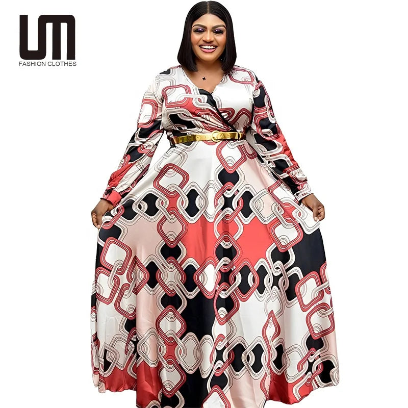 Liu Ming African Fashion Design 2024 Women Clothing Elegant Plus Size Printed Party Evening Long Maxi Dress NovaCart