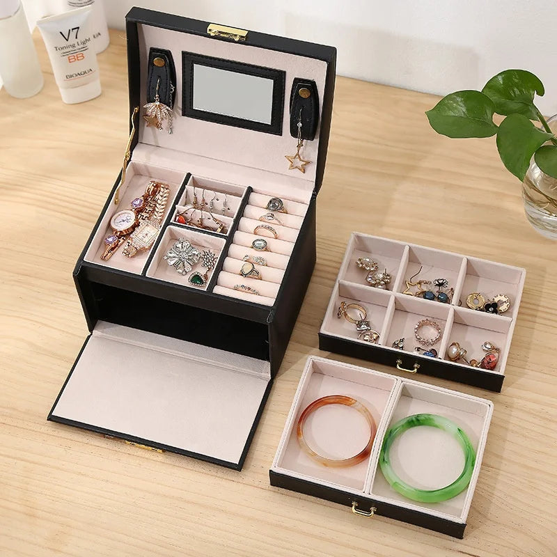 Hot Sale PU Leather Jewelry Storage Box Different Color Organizer for Earrings Necklace Jewelry NovaCart