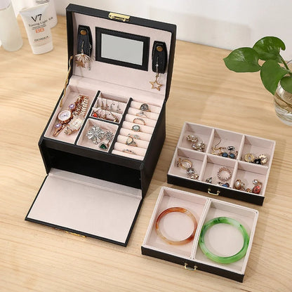 Hot Sale PU Leather Jewelry Storage Box Different Color Organizer for Earrings Necklace Jewelry NovaCart