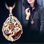 Collier Femme Long Gray Crystal Necklaces & Pendants for Women Round Statement Necklace
