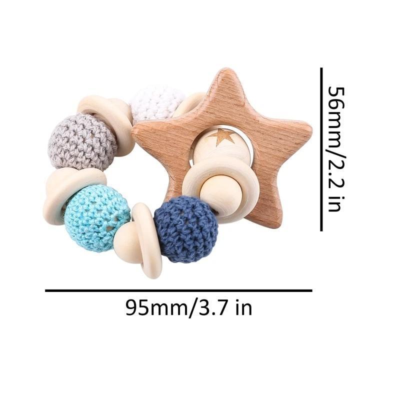 Wooden Teether Hedgehog Crochet Beads Wood Crafts Ring Engraved Bead Baby Teether Wooden Toys For Kids Rattle Stevvex