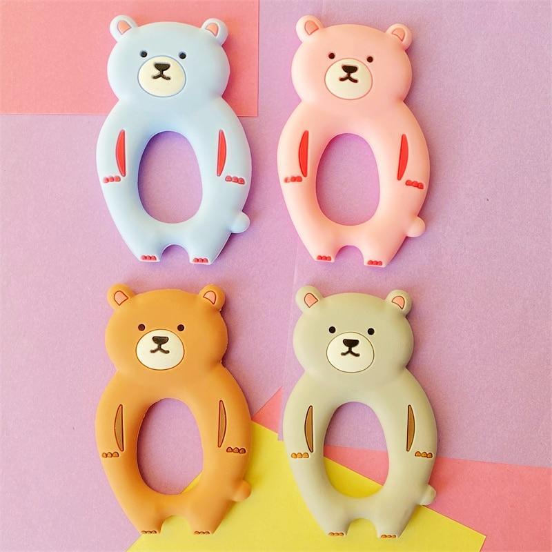 4pcs  Bear Silicone  Teether Baby Teething Toys Chewable  Cartoon Animal Shape Baby Products Nursing Gift Stevvex