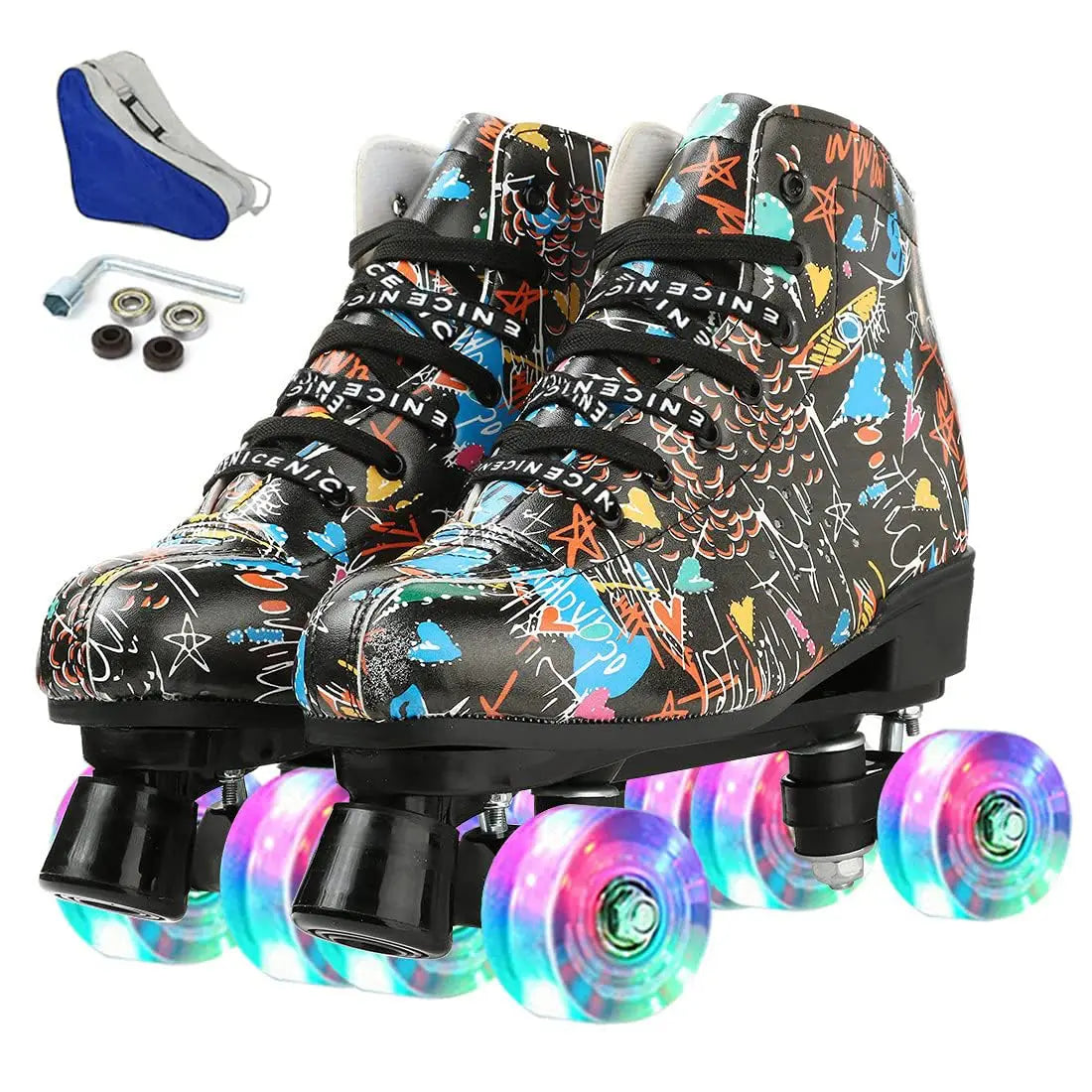 TopSupply New Design High-top for Adult Unisex Indoor and Outdoor Skating Four Light up Wheels Roller Skates With Shoes Bag NovaCart