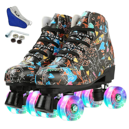 TopSupply New Design High-top for Adult Unisex Indoor and Outdoor Skating Four Light up Wheels Roller Skates With Shoes Bag NovaCart