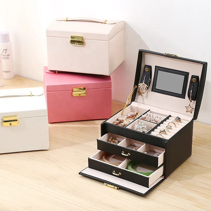 Hot Sale PU Leather Jewelry Storage Box Different Color Organizer for Earrings Necklace Jewelry NovaCart