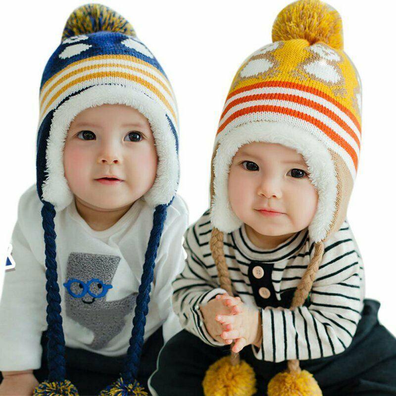 Modern New Baby Boys and Girls Winter Warm Knitted Crochet Ear flap Beanie Wool Cute Penguin Cap For Kids Stevvex