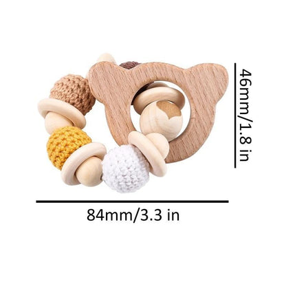 Wooden Teether Hedgehog Crochet Beads Wood Crafts Ring Engraved Bead Baby Teether Wooden Toys For Kids Rattle Stevvex