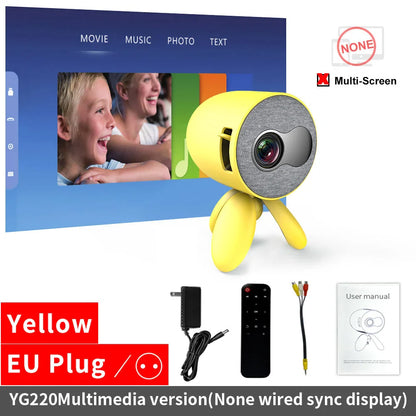 LEJIADA YG220 Mini Projector 3.5mm Audio Phone with screen Update Version Portable Pocket Cute Projector Video Player Kids Gift