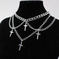 Goth Streetwear Necklaces Grunge Cross Pendants Neck Chain Indie Jewelry