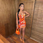 Print Off Shoulder Sleeveless Colorful Crop Top Mini Dress 2 Pieces Suit