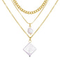 Multi Layer Lock Portrait Pendants Necklaces For Women Gold Metal Key Heart Necklace