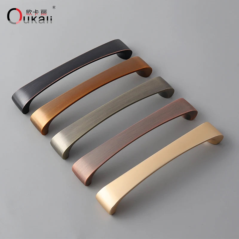 Oukali Nordic Style Atmospheric Brushed Brass Cabinet Wardrobe Knobs Handles Kitchen Bedroom Furniture Handles NovaCart