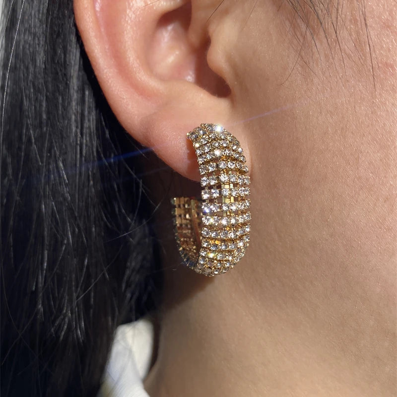 RAKOL ZPE350 Wholesale Sparkling Cubic Zirconia Elegant 18K Gold Plated Zircon Hoop Earrings  Party Women Jewelry Gifts NovaCart