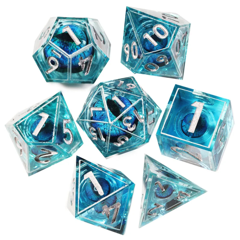 MINI PLANET DND Dice Set Purple Dragon Eye Liquid Core Dice RPG Dungeons&Dragons Wholesale Custom Handmade Polyhedral Resin Dice NovaCart