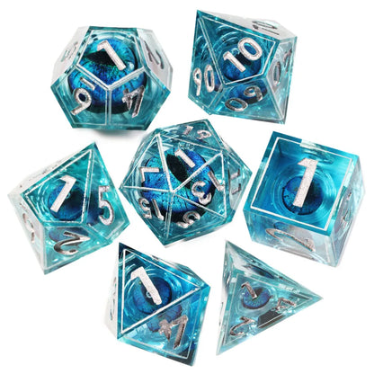 MINI PLANET DND Dice Set Purple Dragon Eye Liquid Core Dice RPG Dungeons&Dragons Wholesale Custom Handmade Polyhedral Resin Dice NovaCart