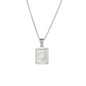 18K Golden Chain Necklaces Male Square Natural Shell Initial Letters Pendant Stainless Steel Jewelry