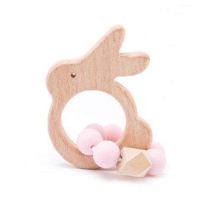Wooden Teether Hedgehog Crochet Beads Wood Crafts Ring Engraved Bead Baby Teether Wooden Toys For Kids Rattle Stevvex