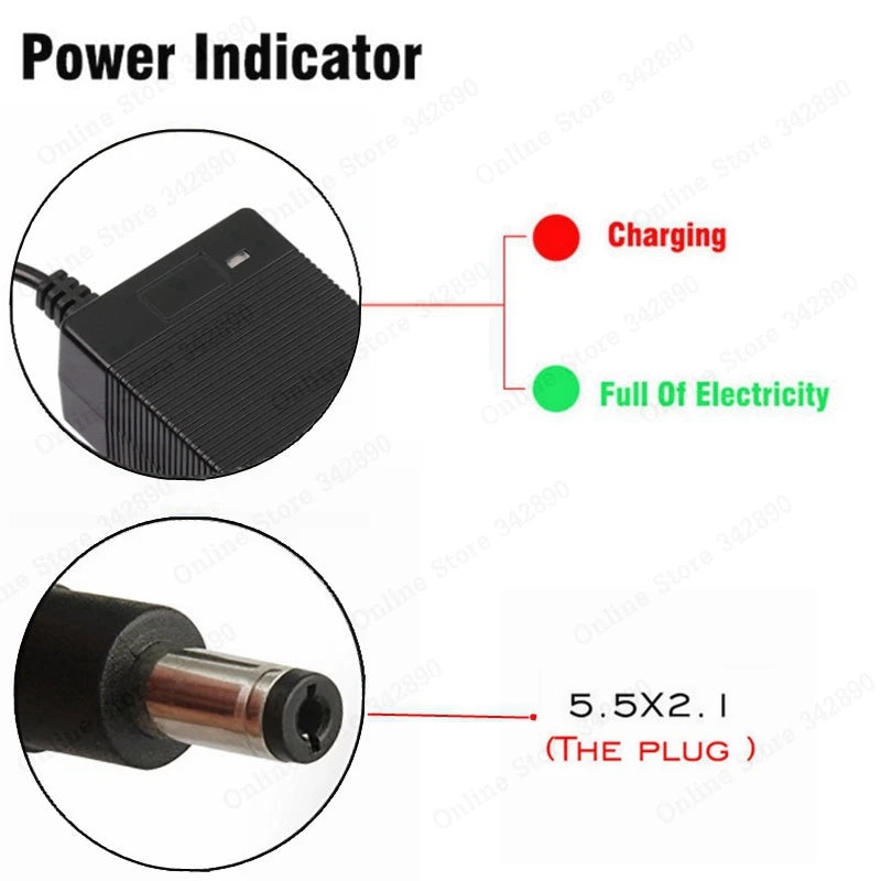 36V 2A battery charger Output 42V 2A Charger Input 100-240 VAC Lithium Li-ion Li-poly Charger For 10Series 36V Battery NovaCart