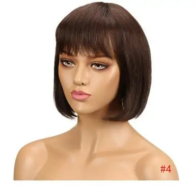 Wholesale Straight Bob Wig Brazilian Remy Hair Human Hair Wigs for Women Ombre Color Full Machine Made Wig With Bang NovaCart