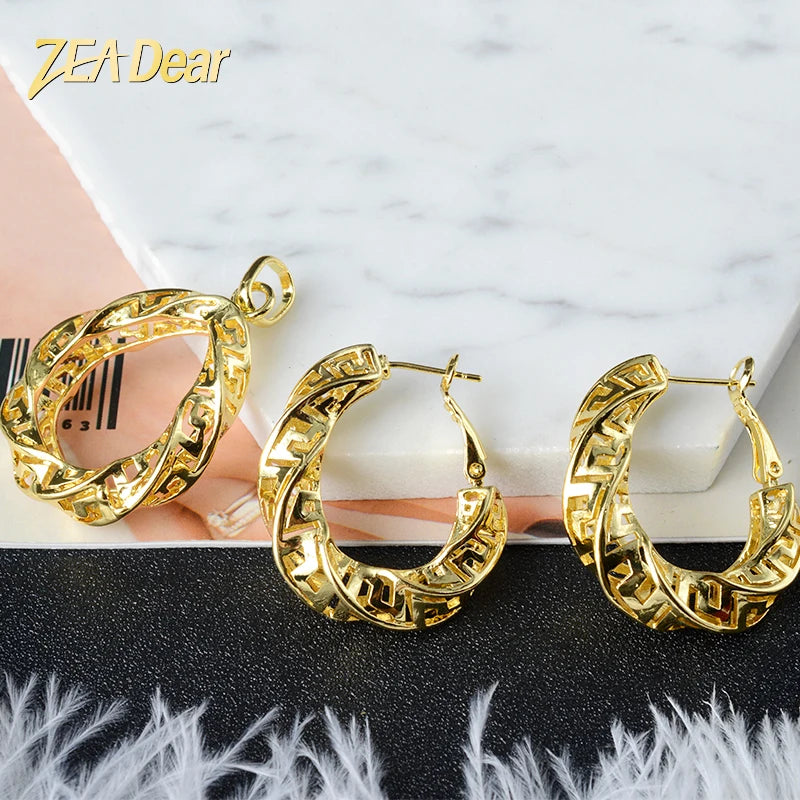 African Halloween Hot Sale High Quality Copper Women Wedding Party Geometric Non Tarnish Jewelry Set NovaCart