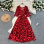 V-Neck Tunic Slim Casual Midi Dress