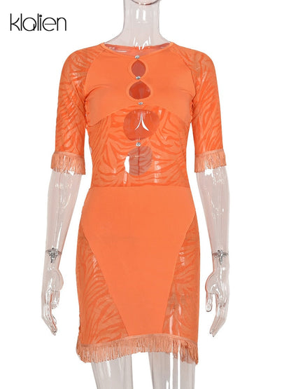 Cut Out Sexy Zebra Mesh Transparent Women's Pencil Short Dresses Mini Dress for Beach Bodycon