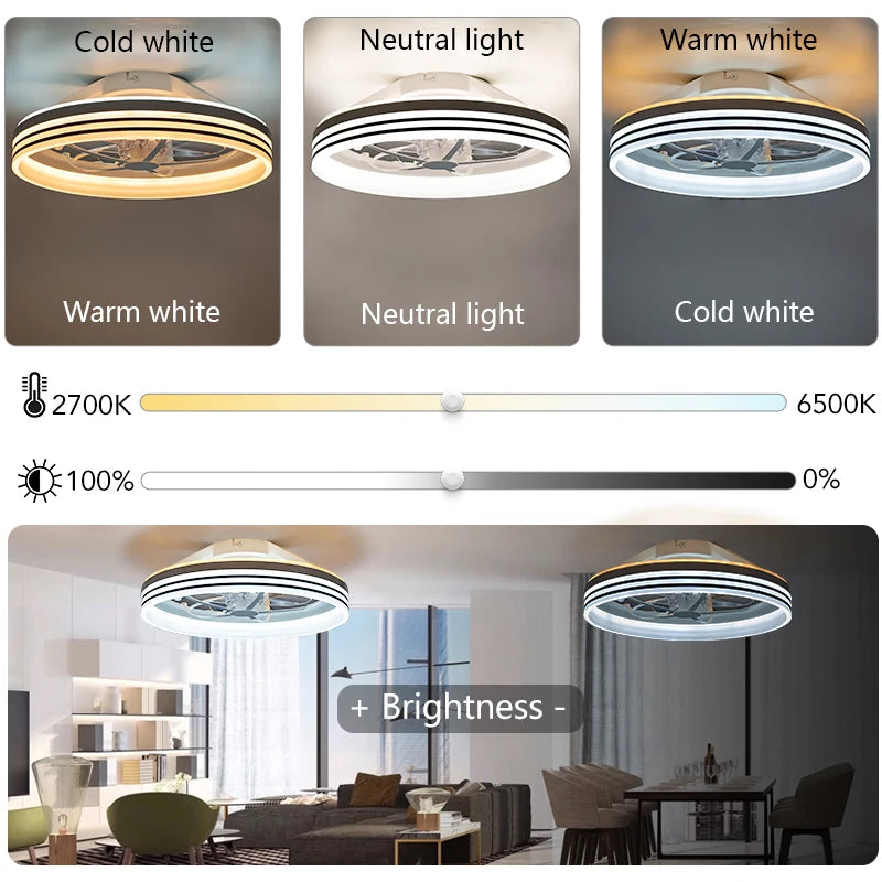 20 Inches RGBCW Lights 7 Wind Speeds Reversible Smart Living Ceiling Fan With Remote Control for Bedroom Living Room Dining Room NovaCart