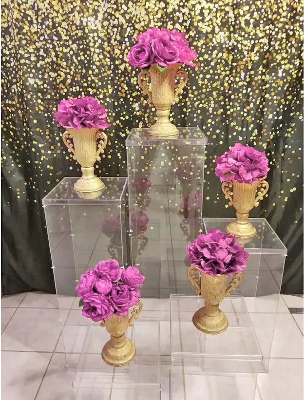 Gaojian Clear Acrylic Square Plinth Pedestal Wedding Display Stand with Flower Riser Cube for Weddings Decoration NovaCart