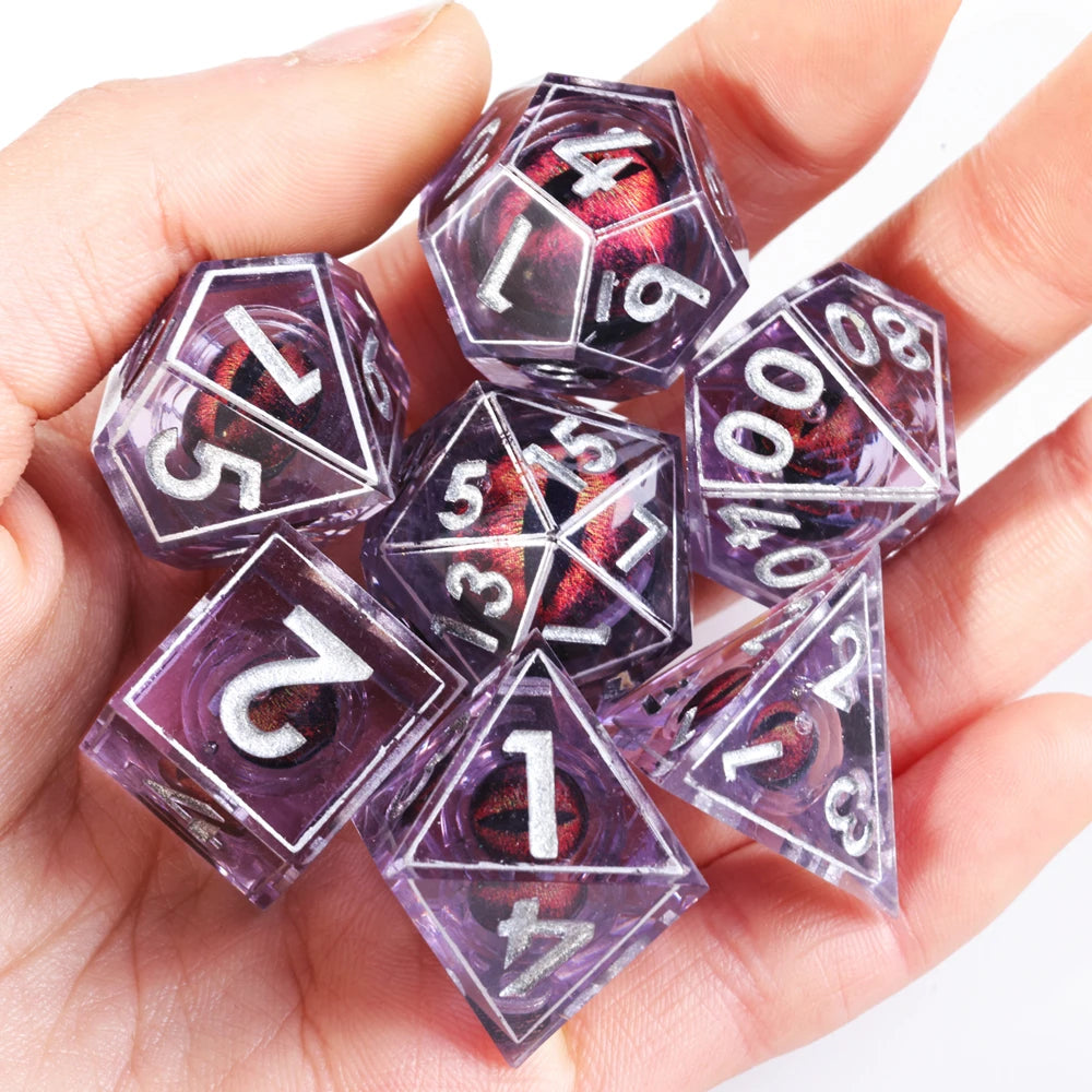 MINI PLANET DND Dice Set Purple Dragon Eye Liquid Core Dice RPG Dungeons&Dragons Wholesale Custom Handmade Polyhedral Resin Dice NovaCart