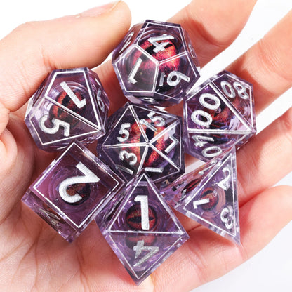 MINI PLANET DND Dice Set Purple Dragon Eye Liquid Core Dice RPG Dungeons&Dragons Wholesale Custom Handmade Polyhedral Resin Dice NovaCart