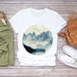 Dream Feather Print Summer Short Sleeve T-Shirts Top Graphic Plue Size