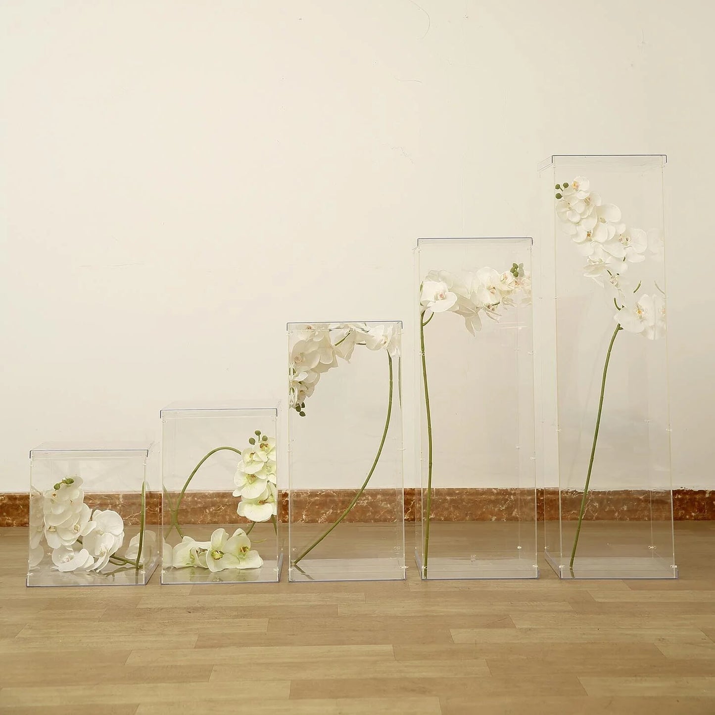Gaojian Clear Acrylic Square Plinth Pedestal Wedding Display Stand with Flower Riser Cube for Weddings Decoration NovaCart