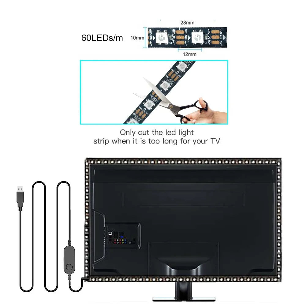BPSK3 Ambient PC MacOS Backlight for Game Computer Monitor Immersion Gaming Desktop Sync RGB LED Strip Light Screen Decor Lights NovaCart