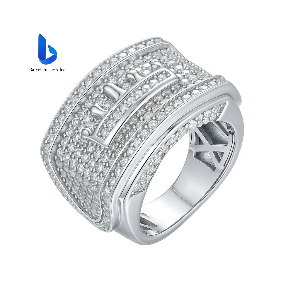 Men's Hip Hop Ring S925 Silver King Letter Moissanite Lab Diamond Pass Tester GRA Certified Luxury Jewelry NovaCart
