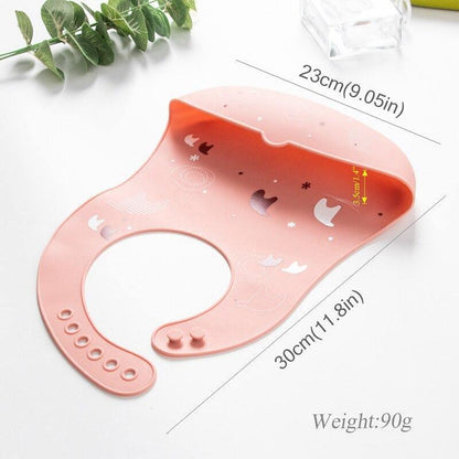Luxury Modern Bibs Waterproof Soft Silicone Kids Girl Boy Adjustable Children Bib Cute Cartoon Print Baby Feeding Stuff For Kids Stevvex