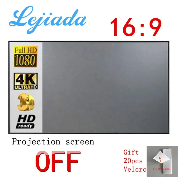 Projector Screen 84 92 100  Inch 16:9  HD Foldable Portable Projector Anti-light Movie Screen NovaCart