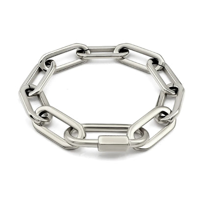 Gold Color Big Carabiner Lock Clasp Chain Link Charm Femme Bracelet for Women Handmade Statement Bracelet Necklace Sets NovaCart