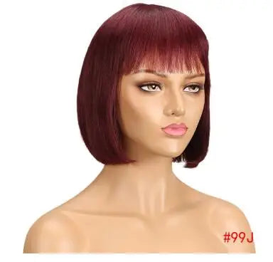 Wholesale Straight Bob Wig Brazilian Remy Hair Human Hair Wigs for Women Ombre Color Full Machine Made Wig With Bang NovaCart