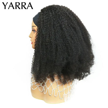 Afro Kinky Curly Headband Wig Human Hair Brazilian Curly Remy Afro Kinky Headband Wig For Black Women Machine Made No Glue Yarra NovaCart