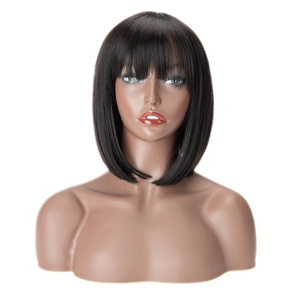 Wholesale Straight Bob Wig Brazilian Remy Hair Human Hair Wigs for Women Ombre Color Full Machine Made Wig With Bang NovaCart