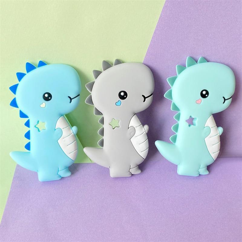 Dinosaur Teether Teething Animal Shape  Chewable Chewing Toys For Baby Boys And Girls  BPA Free Food Pefect Gift Stevvex