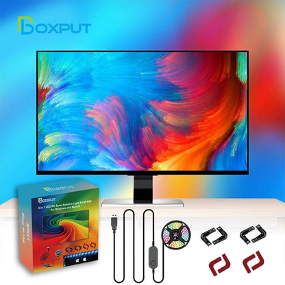 BPSK3 Ambient PC MacOS Backlight for Game Computer Monitor Immersion Gaming Desktop Sync RGB LED Strip Light Screen Decor Lights NovaCart