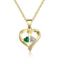 925 Sterling Silver Name Necklace with 2 Birthstones Custom Engraved Heart Pendant